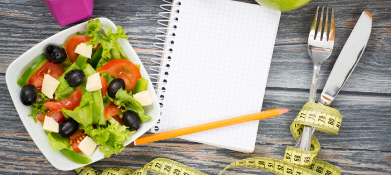 Workout and fitness dieting copy space diary.