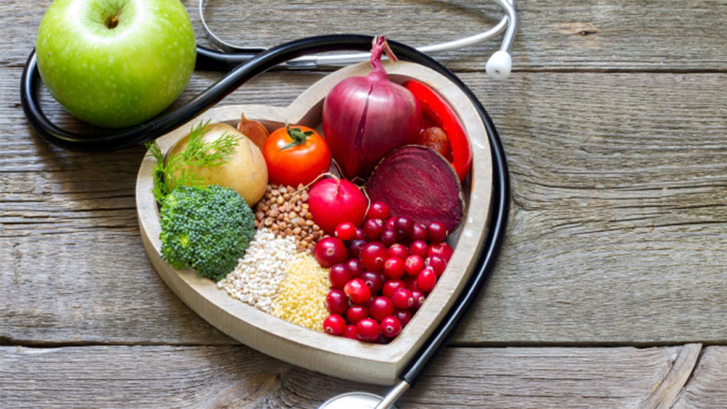 Heart shaped bowl of vegetables