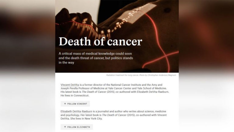 Recommended reading: The Death of Cancer