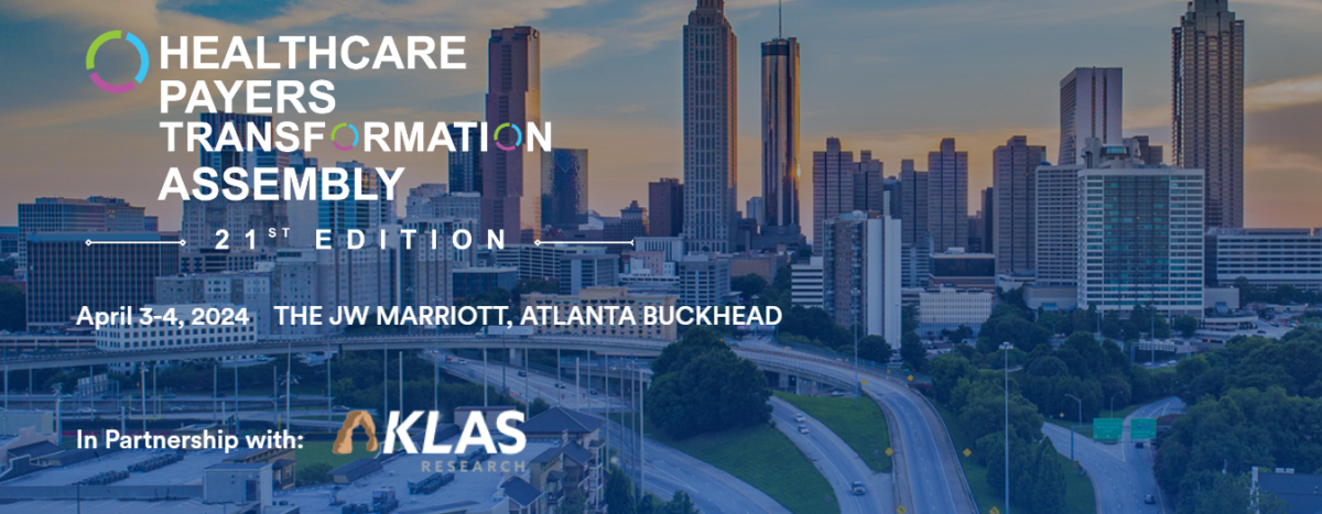 Banner image for the conference that shows the Atlanta skyline, conference name, date, location, and that it's in partnership with KLAS.